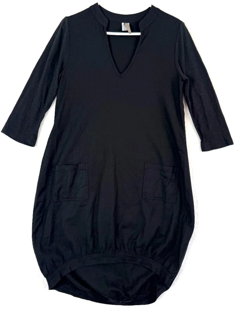 XCVI Linen Blend Boho Artsy Lagenlook 3/4 Sleeves Multimedia Cocoon Midi Dress S - Picture 1 of 6